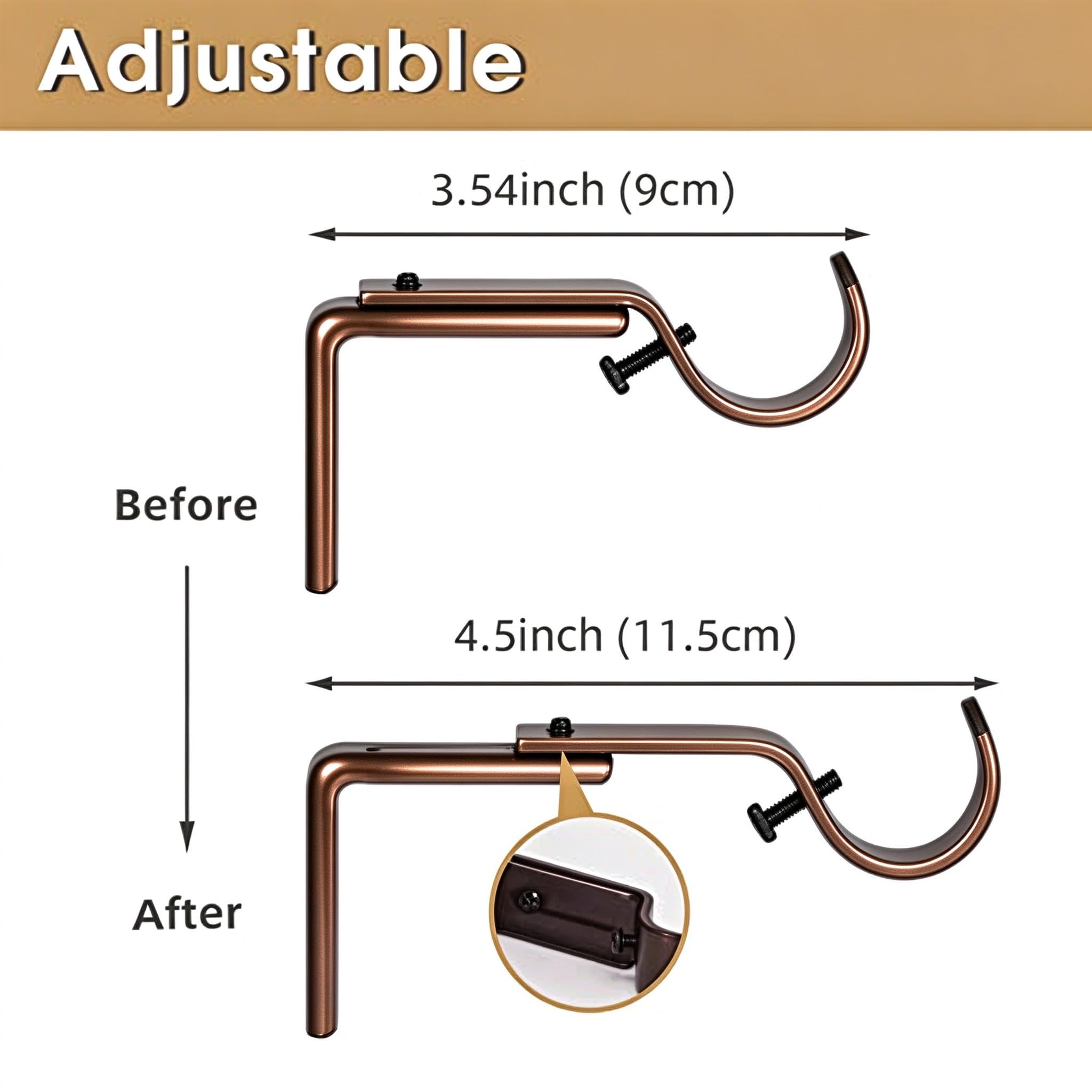 Heavy Duty Curtain Rod Brackets - 3 Pack -2