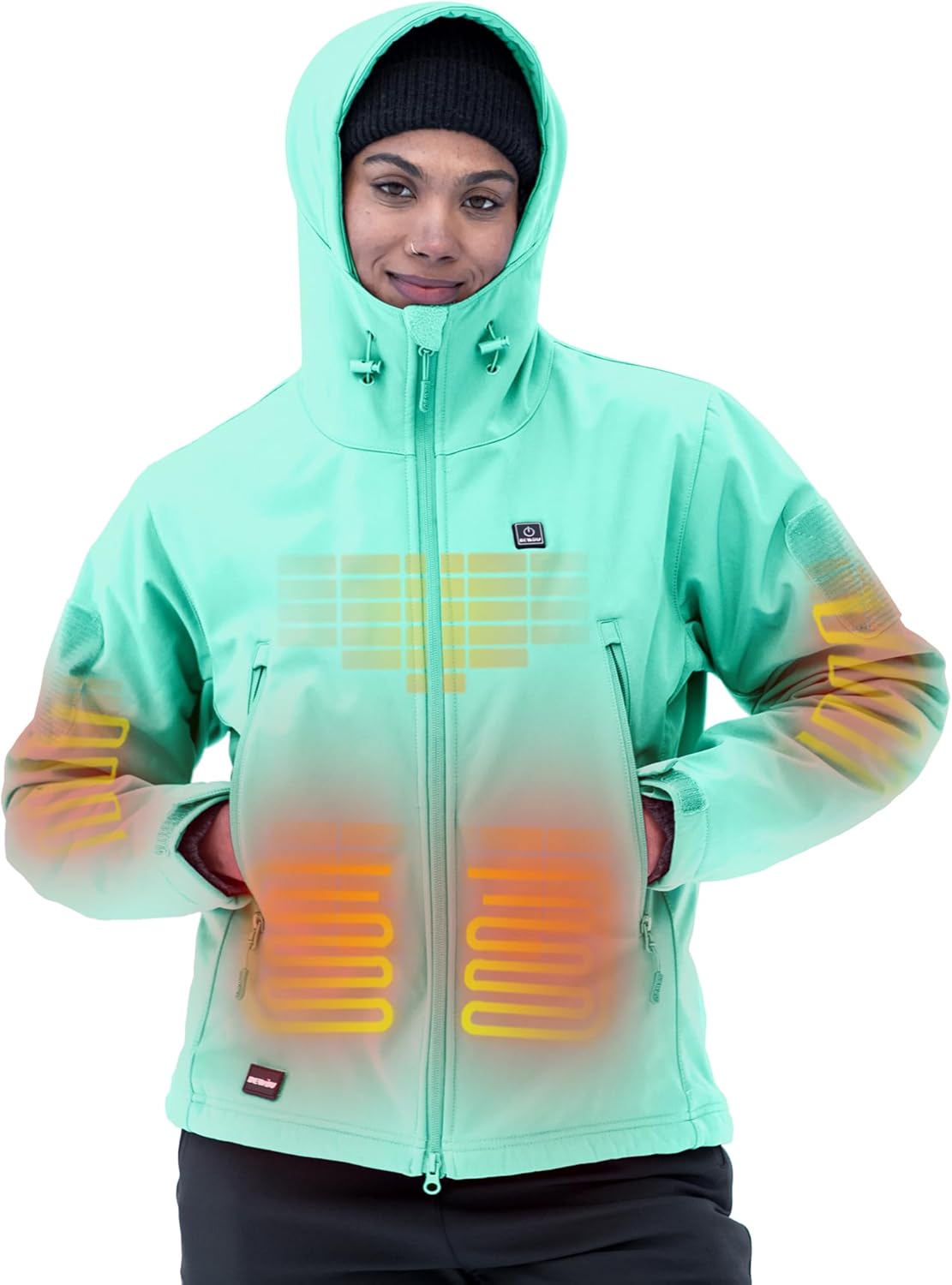 DEWBU Heated Jacket for Women with 12V Battery Pack Winter Outdoor Soft Shell Electric Heating Coat