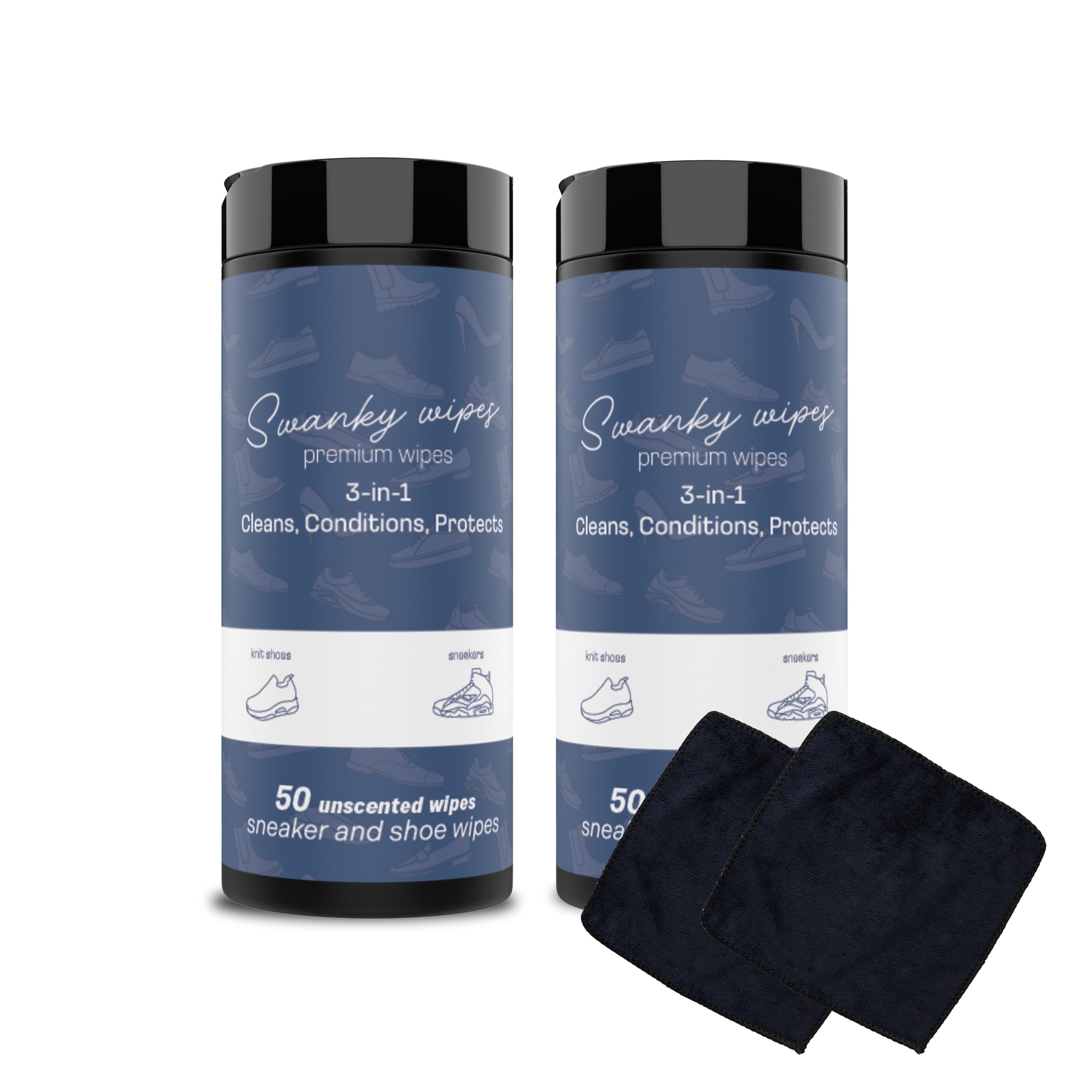 Swanky Shoe Cleaner Wipes - Leather and Sneaker Cleaner, Removes Dirt, Grime and Stains, Quick & Easy Shoe Sole and Boot Cleaning Wipes, Essential