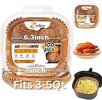 Vista 1 de COSORI Forros desechables para freidora de aire de 3 a 5 cuartos de galón, 100 forros cuadrados antiadherentes para freidora de aire, papel