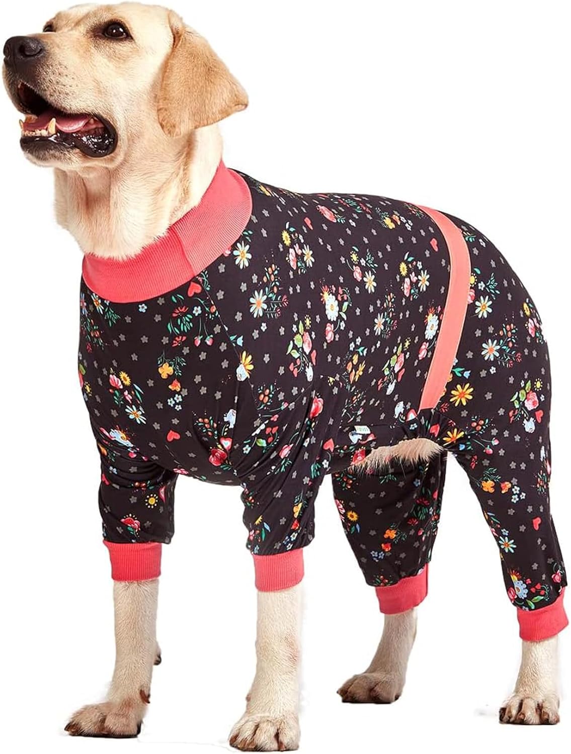 LovinPet Large Dog Pajamas, Post Surgery Onesie for Large Breed Dogs, Reflective Stripe, Breatheable Stretch Jersey Knit, Nighttime Print, Dog Jammies, Pet PJ's, Pet Pajamas for Dogs, 2XL