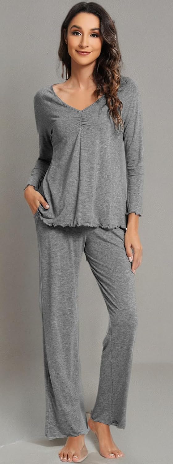 WiWi Viscose from Bamboo Pajama Sets for Women Super Soft Pjs Short Sleeve with Pants Cooling Sleepwear Loungewear S-XXL - Image 8