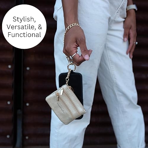 Miniatura 4 de Save the Girls Clip and Go - Cadena de metal para teléfono con bolsa (Gun Metal - Bolsa Negra)  Elegante cordón crossbody para teléfono con