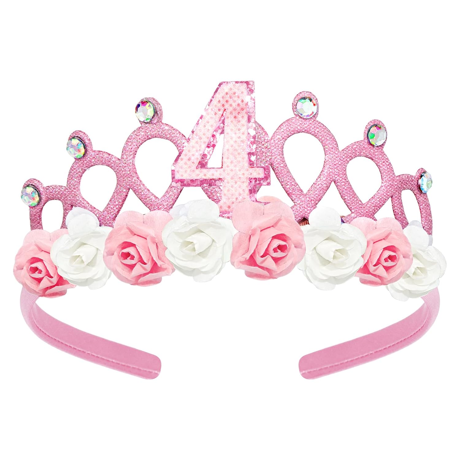 YARIEW 4th Birthday Decorations for Girls - Princess Headband