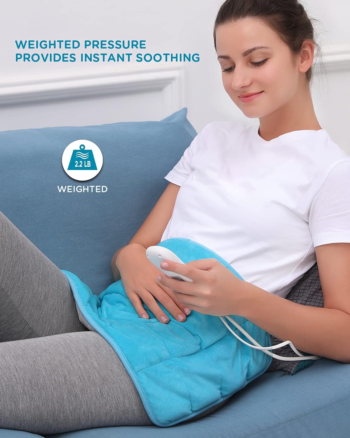 Weighted Heating Pad, Comfytemp 12x 24" Electric Heating Pad for Back Pain Relief with 9 Heat Settings | 11 Auto-Off | Stay on | Backlight, 2.2lb XL Heat Pad for Shoulders and Cramps Relief, Washable : Health & Household