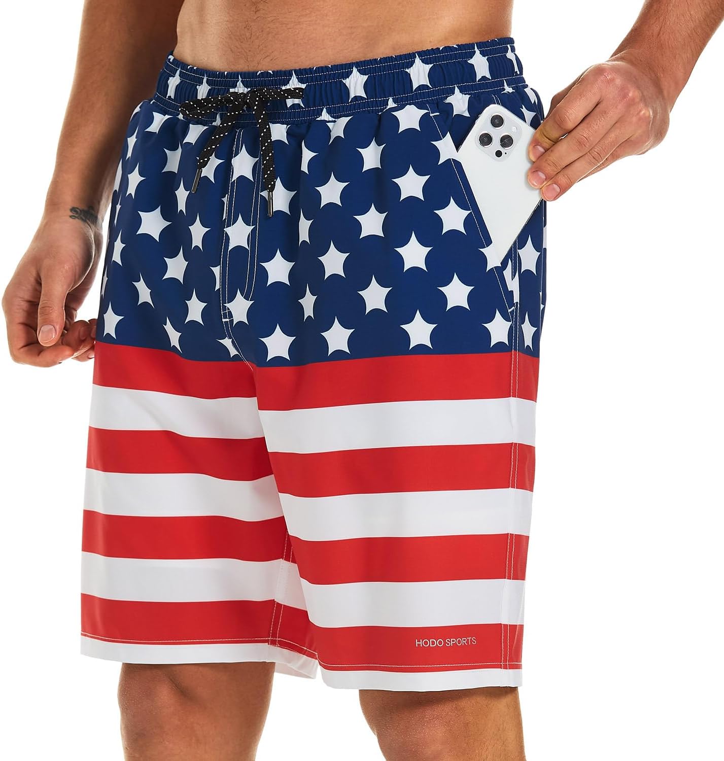 HODOSPORTS Mens Swimsuit Trunks 9" Quick Dry Swim Shorts with Compression Liner and Pockets - Image 2