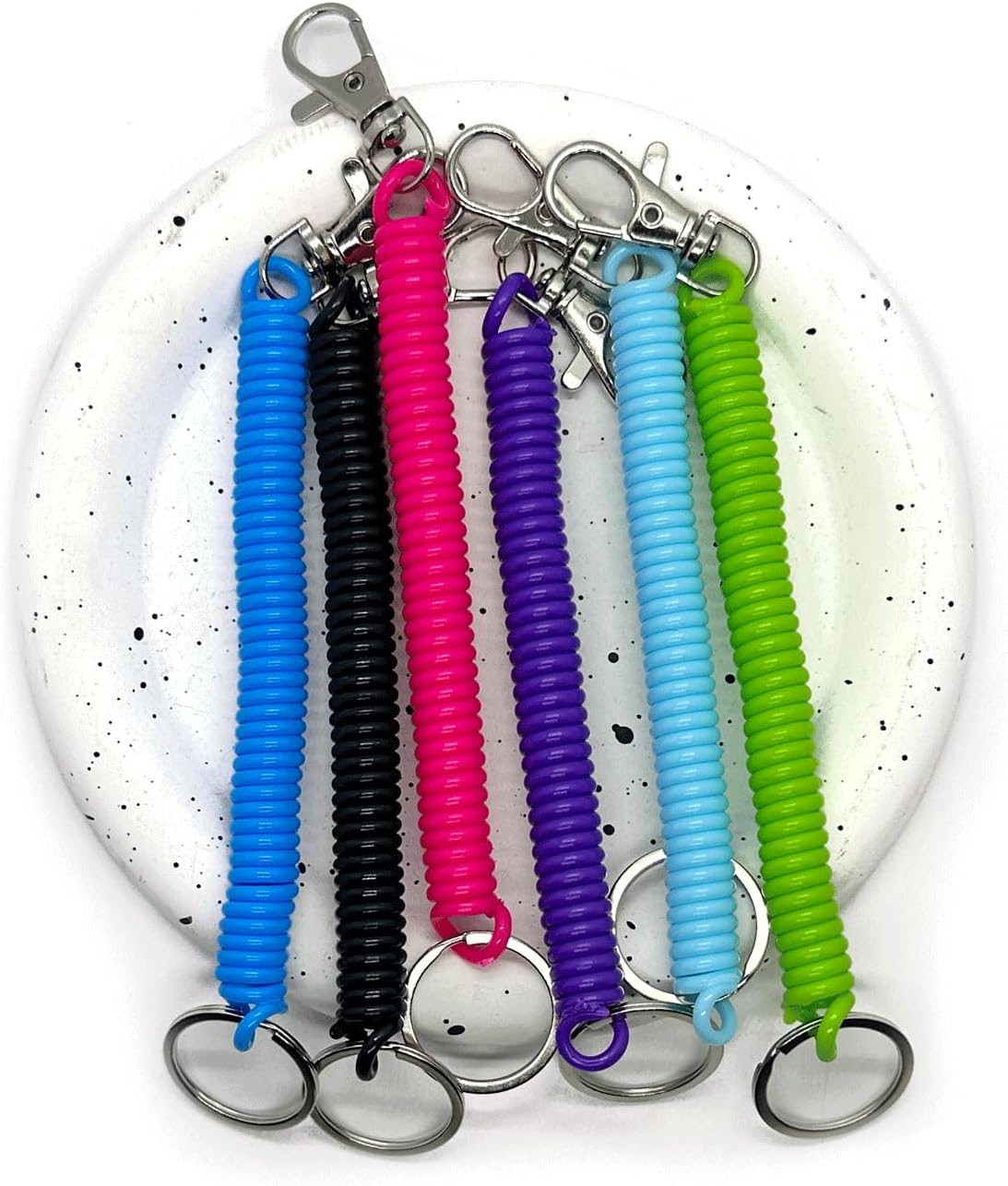6PCS Retractable Spiral Coil keychains, Anti-lost Stretch Cord Keychain Lanyards, Keychain Wrist with Metal Lobster Clasp for keys Wallet Card Safety - Image 7