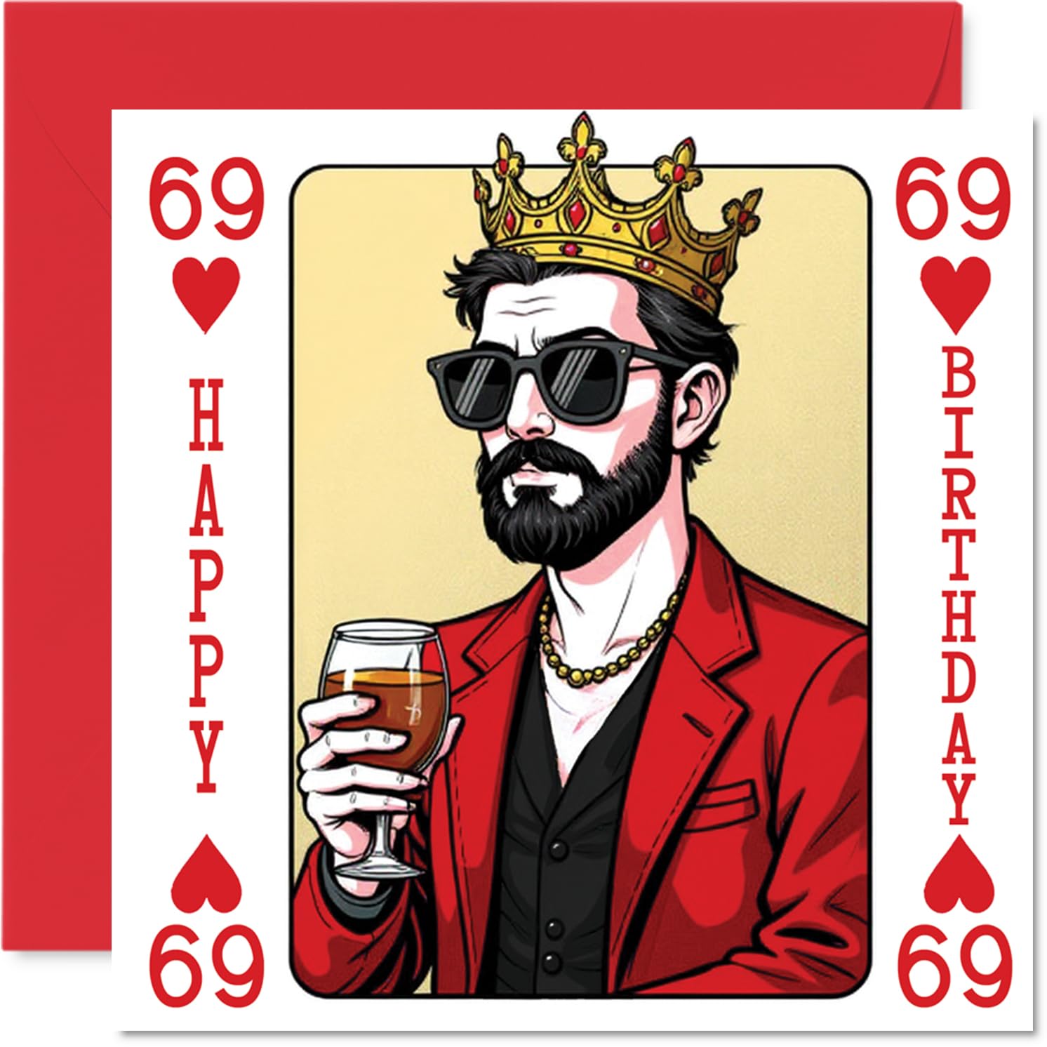 69th Birthday Cards for Men, King Playing Card