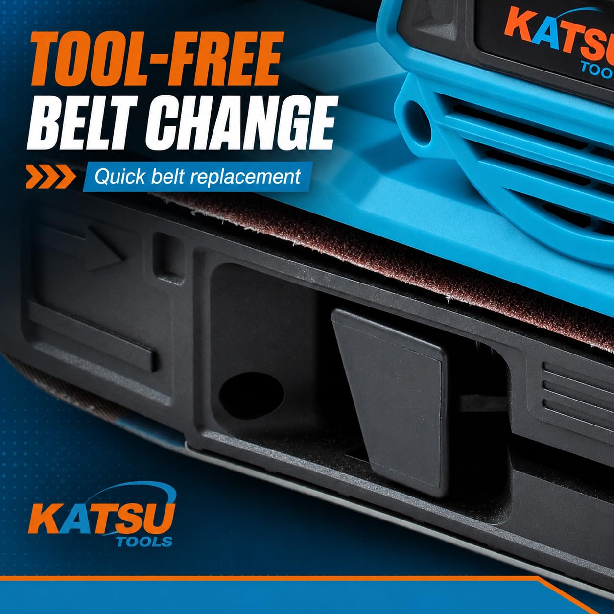 KATSU Tools 18V Akku-Bandschleifer - Bürstenloser Motor, 76 × 533 mm Schleifband, variable Geschwindigkeit, Staubbeutel, für Holz, Metall & mehr - Batterie nicht im Lieferumfang enthalten, Modell