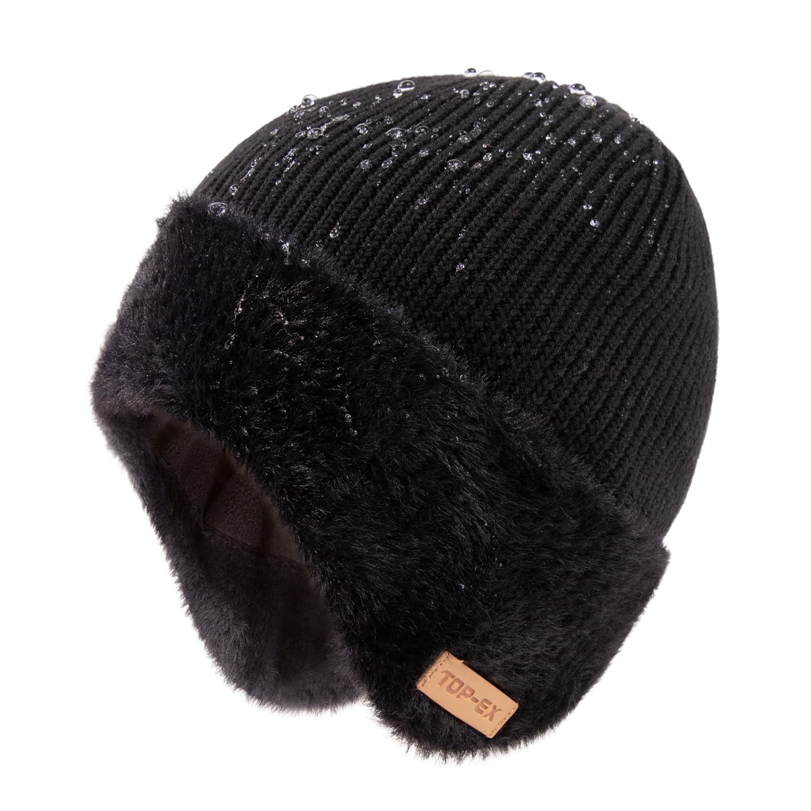 TOP-EX DryKnit - Gorro térmico de lana de merino impermeable con forro polar para hombre