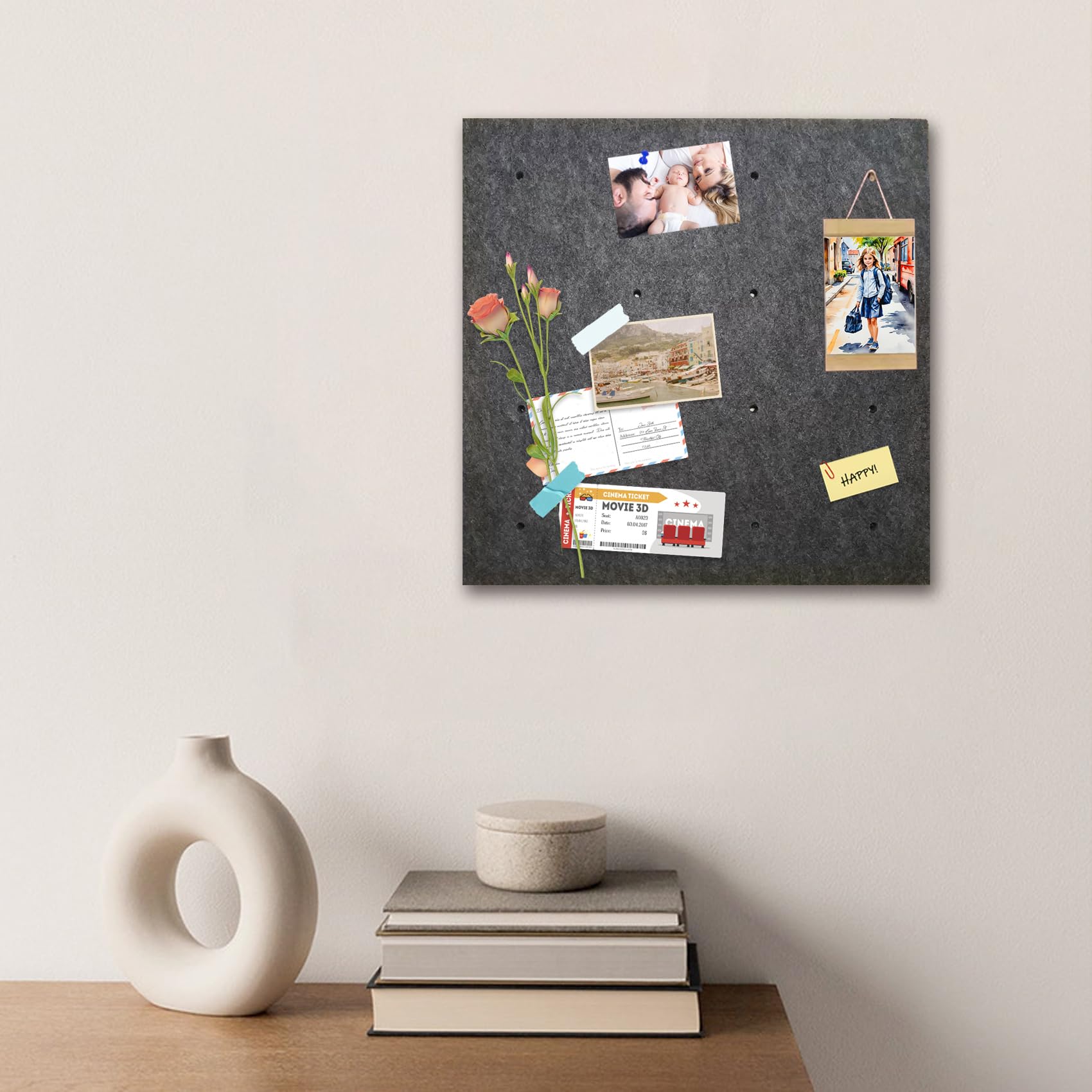 APACALI Lot De 6 Grands Tableaux D'affichage Autocollants En Feutre - 200 X 170 Mm - Avec