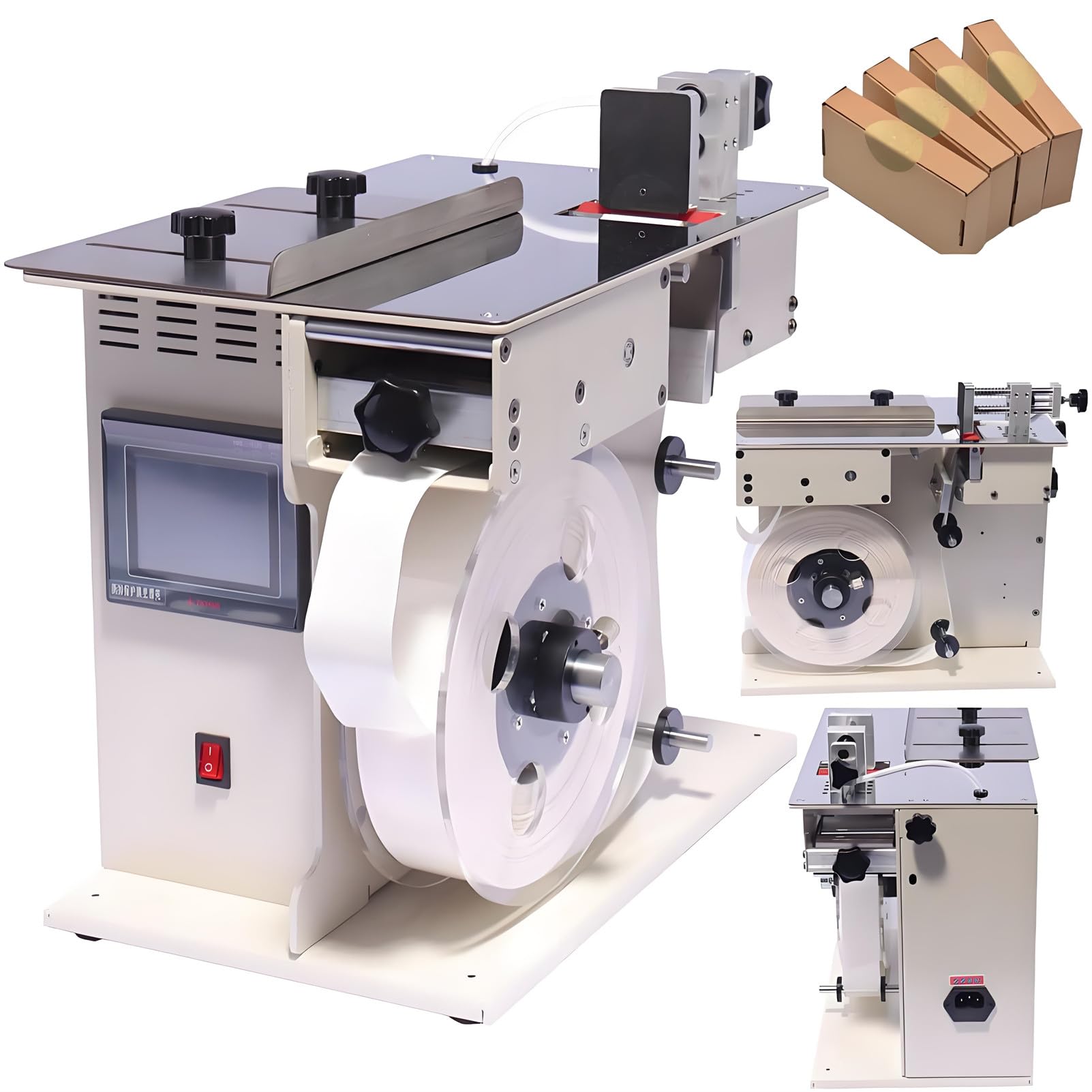 SICWEDIM 2 in 1 Automatic Right Angle Labeling Machine + Peelable Label Machine, Corner Labeling Machine - Speed/Length Adjustment, Touch Screen
