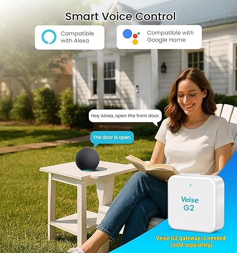 Miniatura 8 de Veise VE07-L - Cerraduras inteligentes de huellas dactilares para puerta delantera con juego de manija de aleación de zinc, control de aplicación,