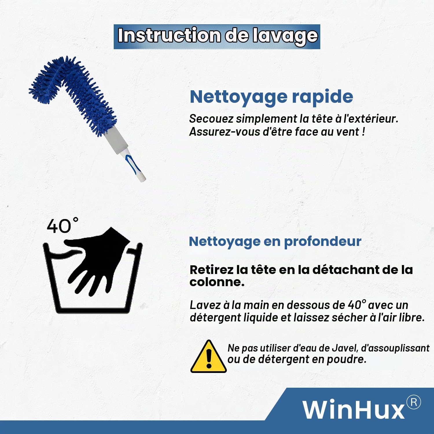 WinHux Plumeau Chenille Télescopique 3,47 m — Manche Extensible Aluminium, Tête Chenille Pliable et Lavable pour Plafonds Hauts, Toiles d'Araignée, Ventilateurs