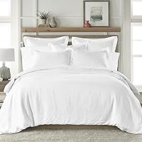 Vista 23 de Cobertor de lino lavado., lino, Blanco, gemelo