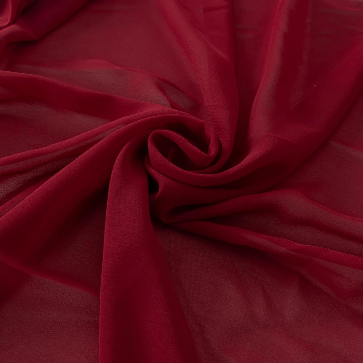 ShinyBeauty Premium Burgundy Sheer Chiffon Fabric - 5 Yards (15 Feet) Lightweight Tulle Voile Fabric for Wedding Decorations, Bridesmaid Dresses, DIY Crafts, Party Backdrops - Soft Elegant Maroon