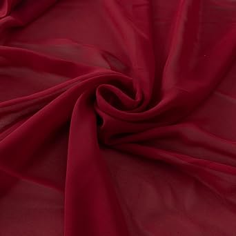 ShinyBeauty Premium Burgundy Sheer Chiffon Fabric - 5 Yards 15 Feet Lightweight Tulle Voile Fabric for Wedding Decorations, Bridesmaid Dresses, DIY Crafts, Party Backdrops - Soft Elegant Maroon
