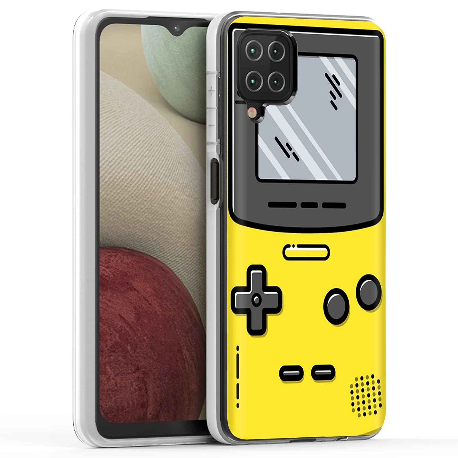 Amazon Com Vibecover Slim Case Cover Compatible For Samsung Galaxy A12 Total Guard Flex Tpu Cover Retro Game Yellow Printed In Ca Cell Phones Accessories