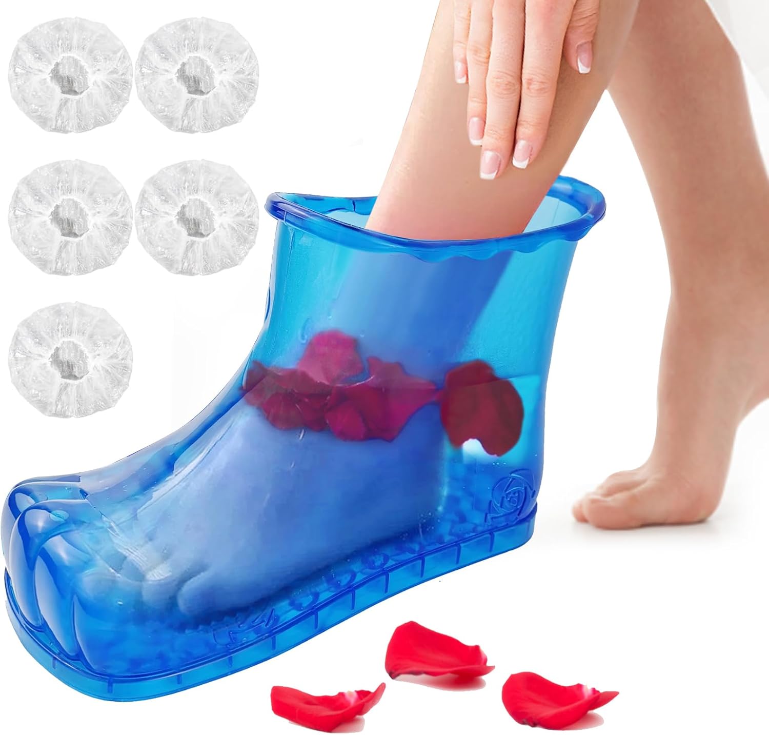 Foot Bath Soak Tub Shoe of Water Saving, Portable Spa Soak for Foot Care, Milk Bath, Foot Massager Spa for Women and Men, Water Saving Toenail Soaking Bowl(Blue,1 Boot,NOT A Pair)
