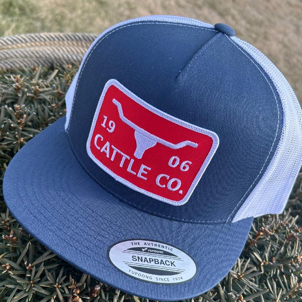 WHISKEY BENT HAT CO. Chisholm - 5-Panel 1983/1906 Cattle Co Logo Longhorn Patch Snapback Hat