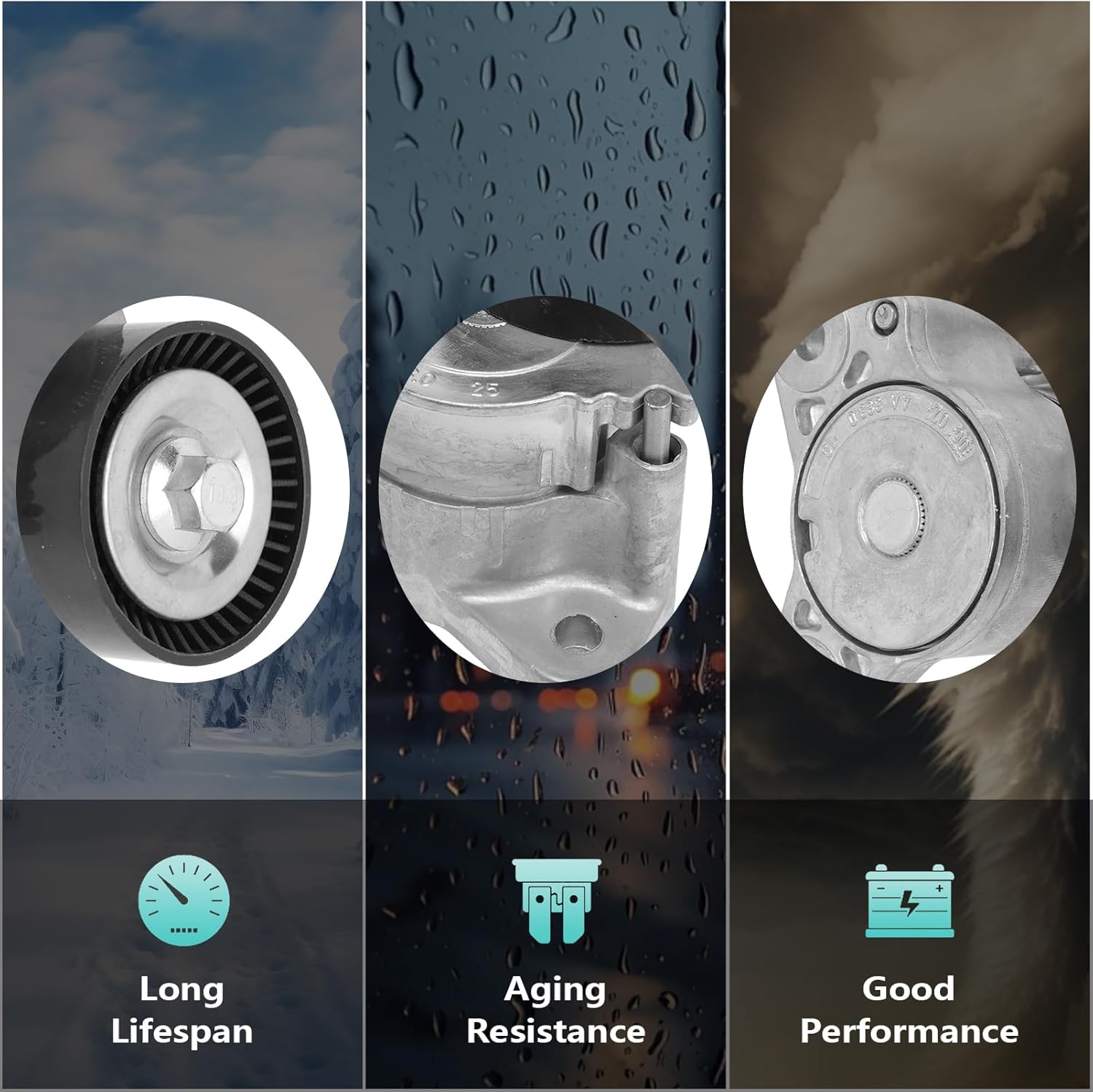 Drive Belt Tensioner & Pulley Kit Compatible for Journey Avenger 2009-2014 rive Belt Tensioner for Caliber 2008-2012 Compass Patriot 2008-2016 Replaces#1345A008, 1345A059, 1345A060 39053