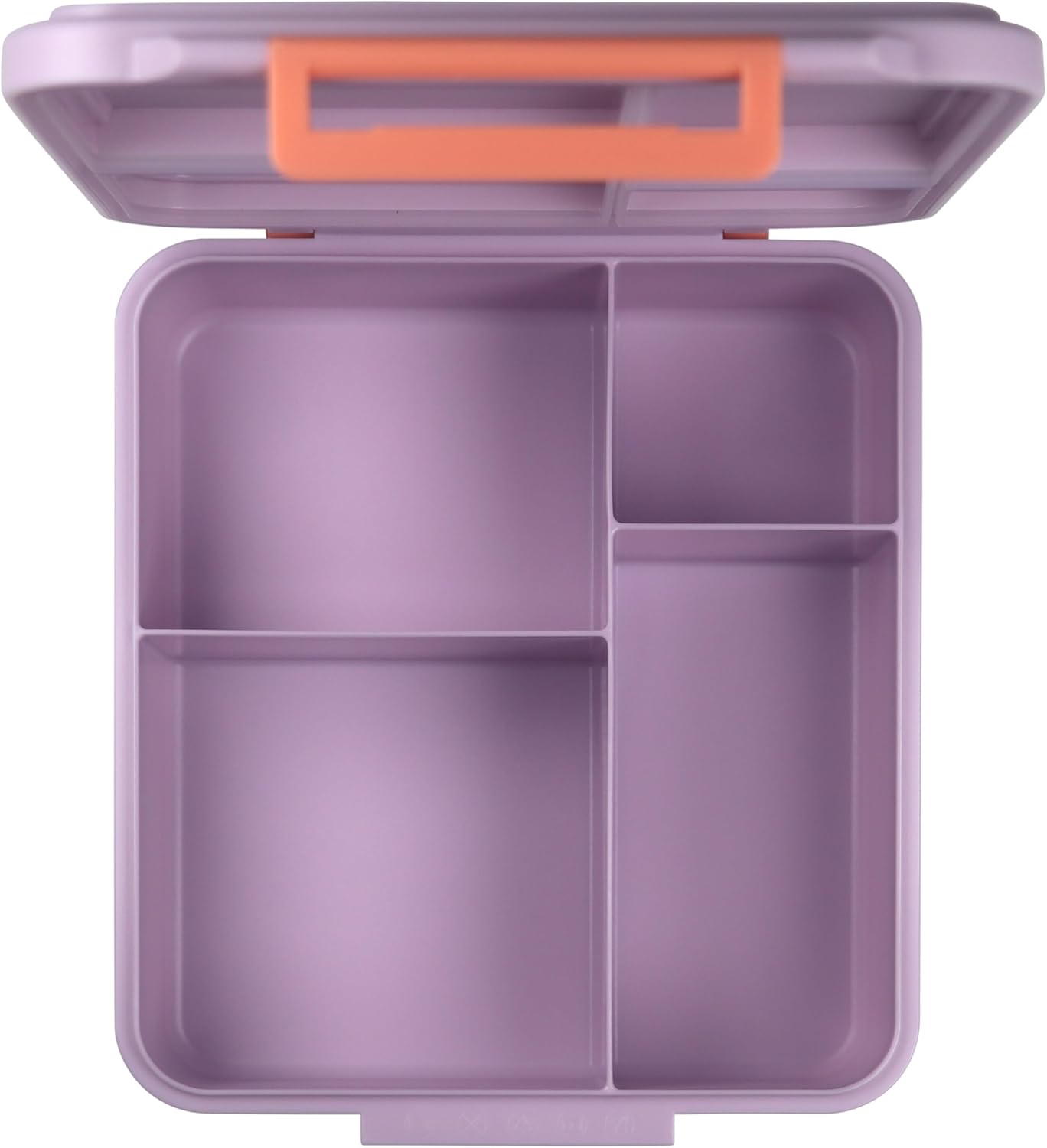Bento Mega Lunch Box, carrying handle – 4 No-Mix Compartments | Microwave & Dishwasher Safe | for Adult, Preschool, School 1600ML, OZ (Purple Light ClevaMingoo Friend)