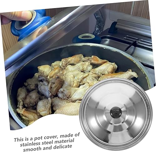 Miniatura 5 de Hemoton Tapa de olla de acero inoxidable grueso para sartén mantiene la comida fresca y mantiene la temperatura, accesorio de cocina para cocinar