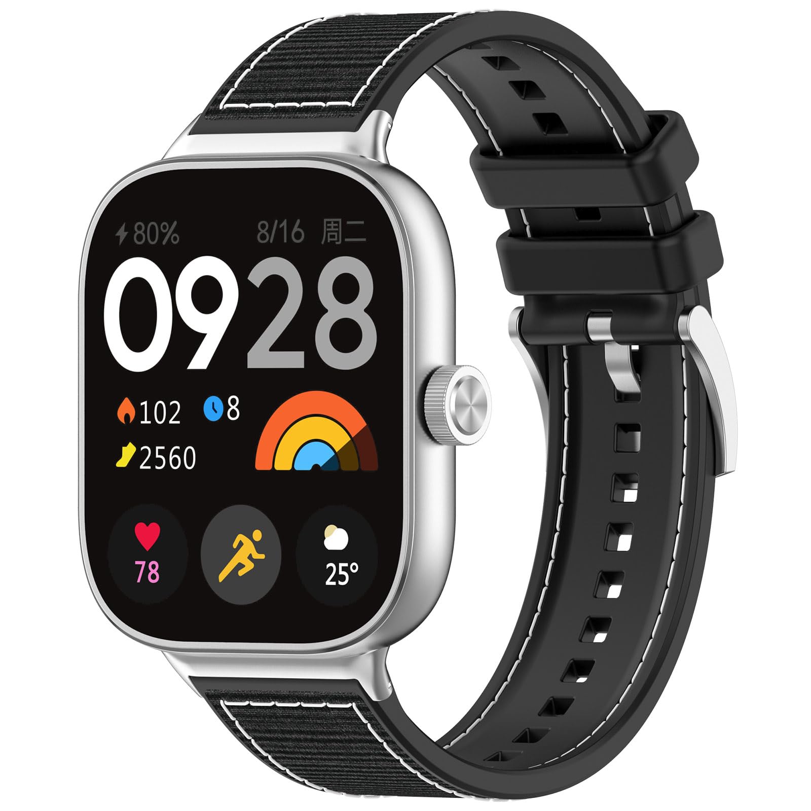 AWADUO Compatible with Xiaomi Band 9 Pro/Band 8 Pro Smart Band Replacement Silicone+Nylon Wrist Strap Bracelet Band Soft And Durable Watch Accessories(Black)
