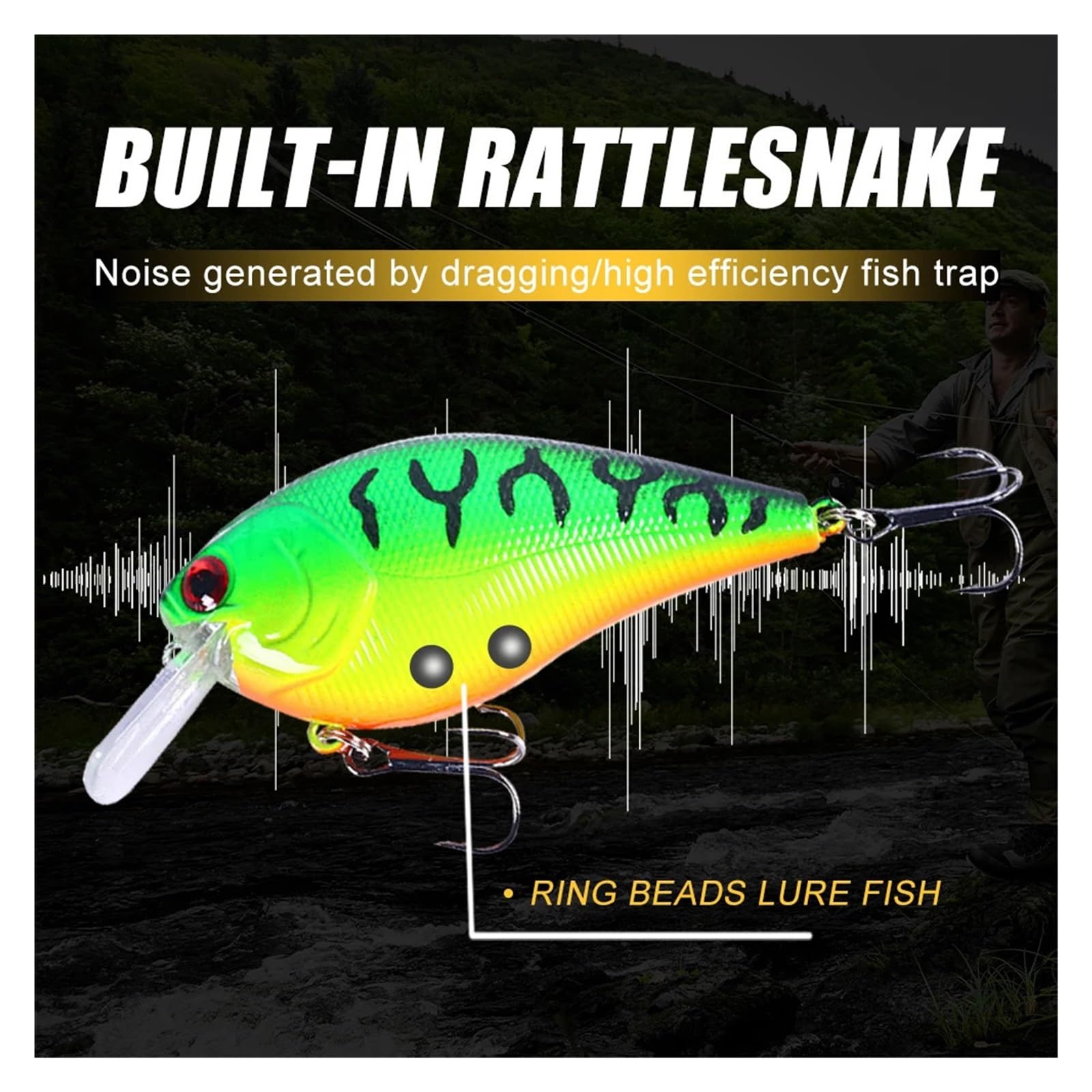 Crankbait Peu Profond hochet 8,5 cm 15 g, Wobbler Dur for Bar brochet, Doux et léger 6 Couleurs