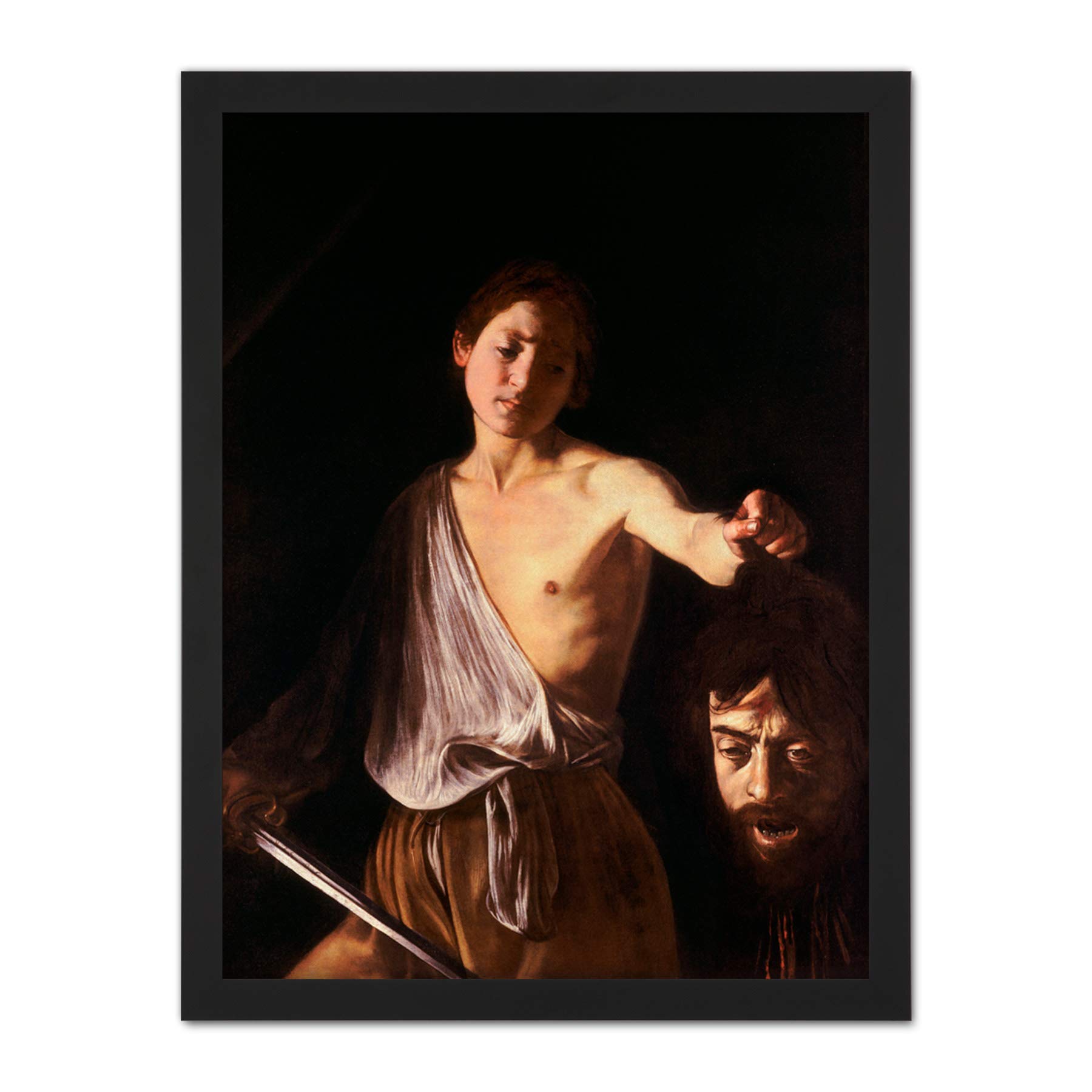 Artery8 Caravaggio 1610 David With Head Goliath Painting Artwork Framed Wall Art Print 18X24 Inch