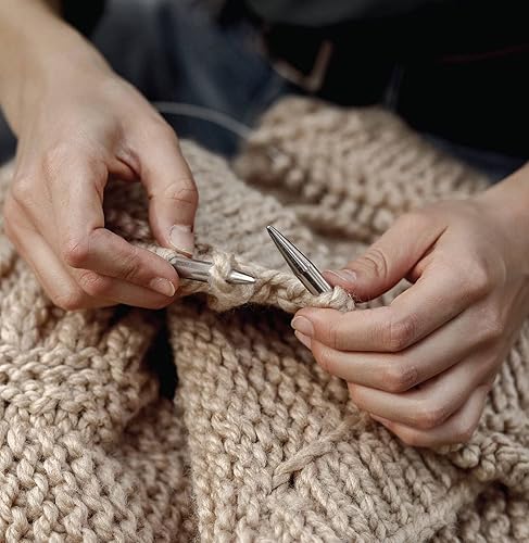 Miniatura 4 de Knitter's Pride Mindful - Agujas circulares de encaje de 24 pulgadas (23.6 in) de acero inoxidable US 6 (0.157 in), extra puntiagudas, acabado liso,