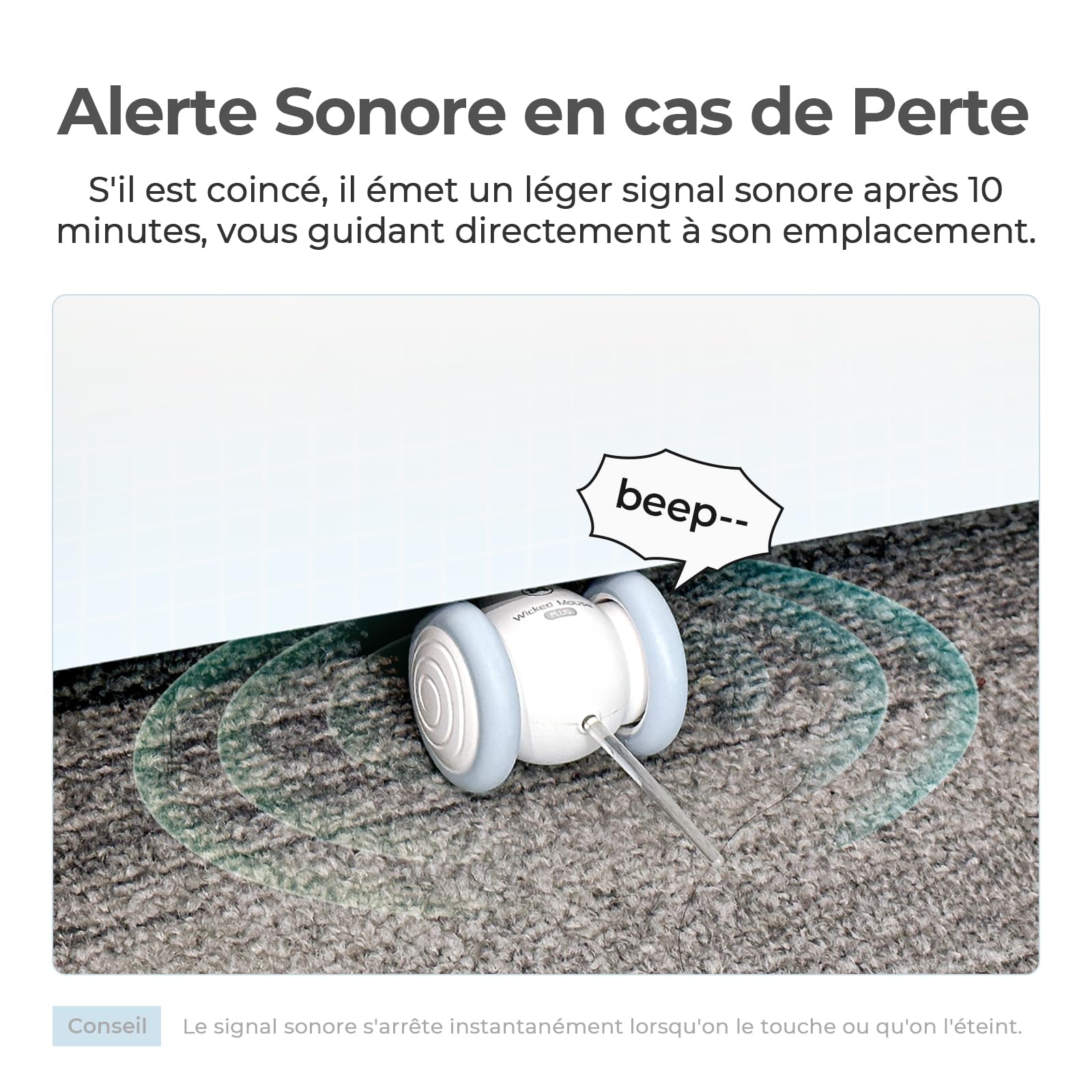 Cheerble Jouet Chat Interactif, Jouet Chat Interieur, Jouet Automatique pour Chat avec Lumières LED, Deux Vitesses, Rechargeable par USB, Souris Automatique Wicked Mouse, Cadeau pour Chaton (Bleu)