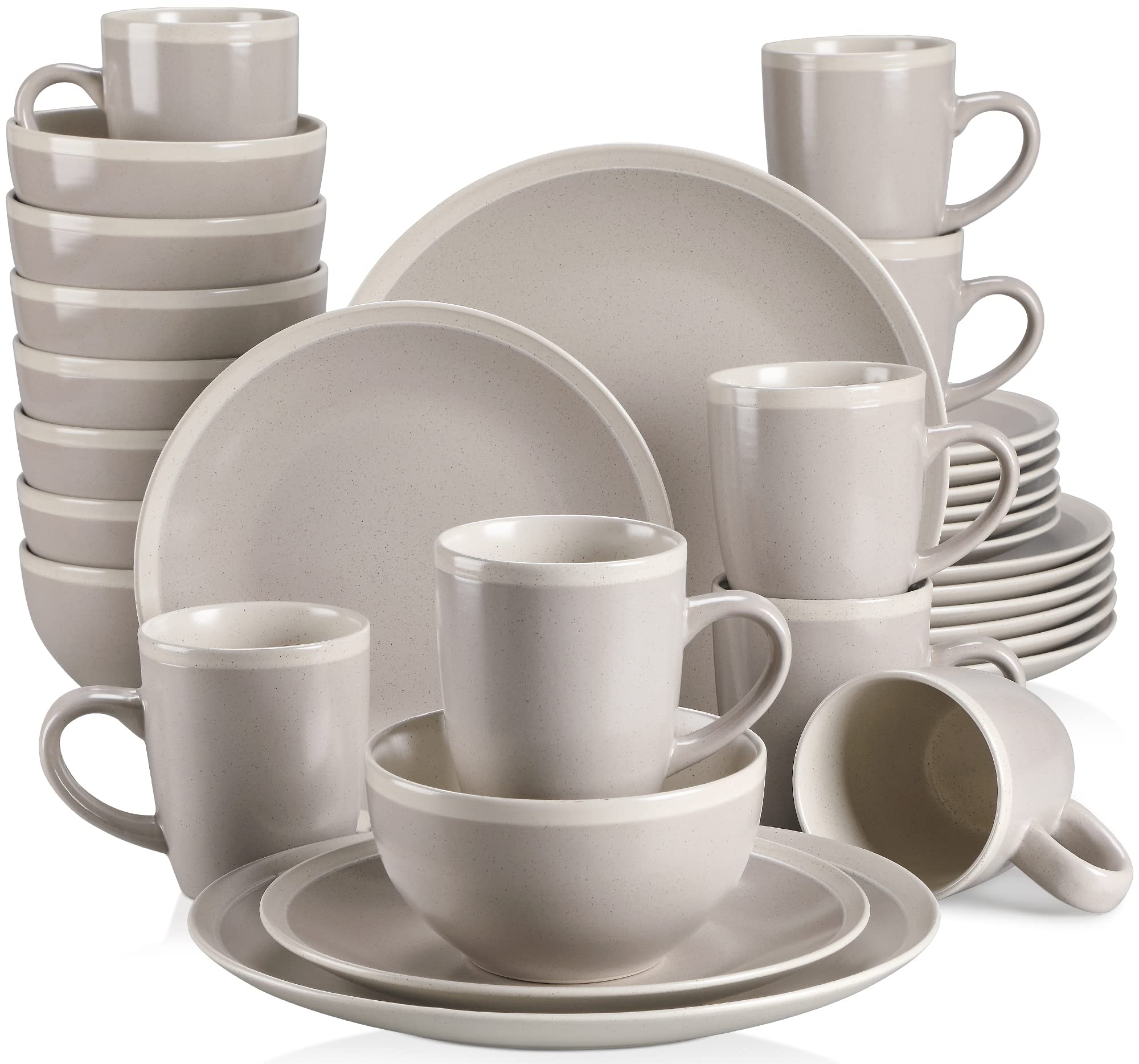 Buy vancasso Seesami 32 Pieces Dinnerware Set Service For 8, Light Grey