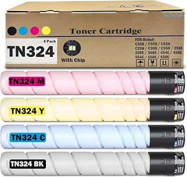 SkyPrint TN324 TN512 TN514 Toner Cartridge Compatible for Konica Minolta TN514K TN514C TN514M TN514Y Bizhub C258 C308 C368 C454 C454e C458 C554 C554e C558 C658 Printer TN514 Black Cyan Magenta Yellow
