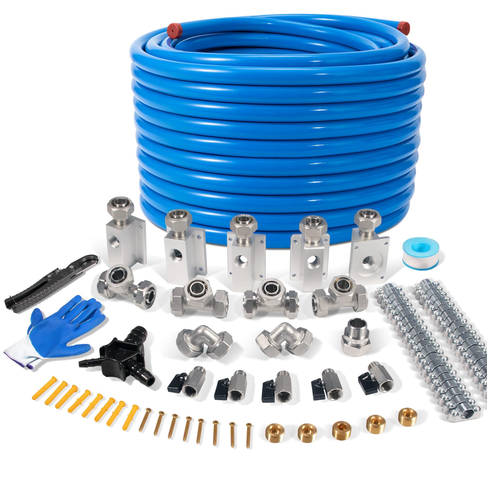 3434100amp200amp300ft compressed air line kit for shopgarage hdpe-aluminum rapid air system includes right angle fittings and tee fittings compressed air piping system leak proofampeasy to install