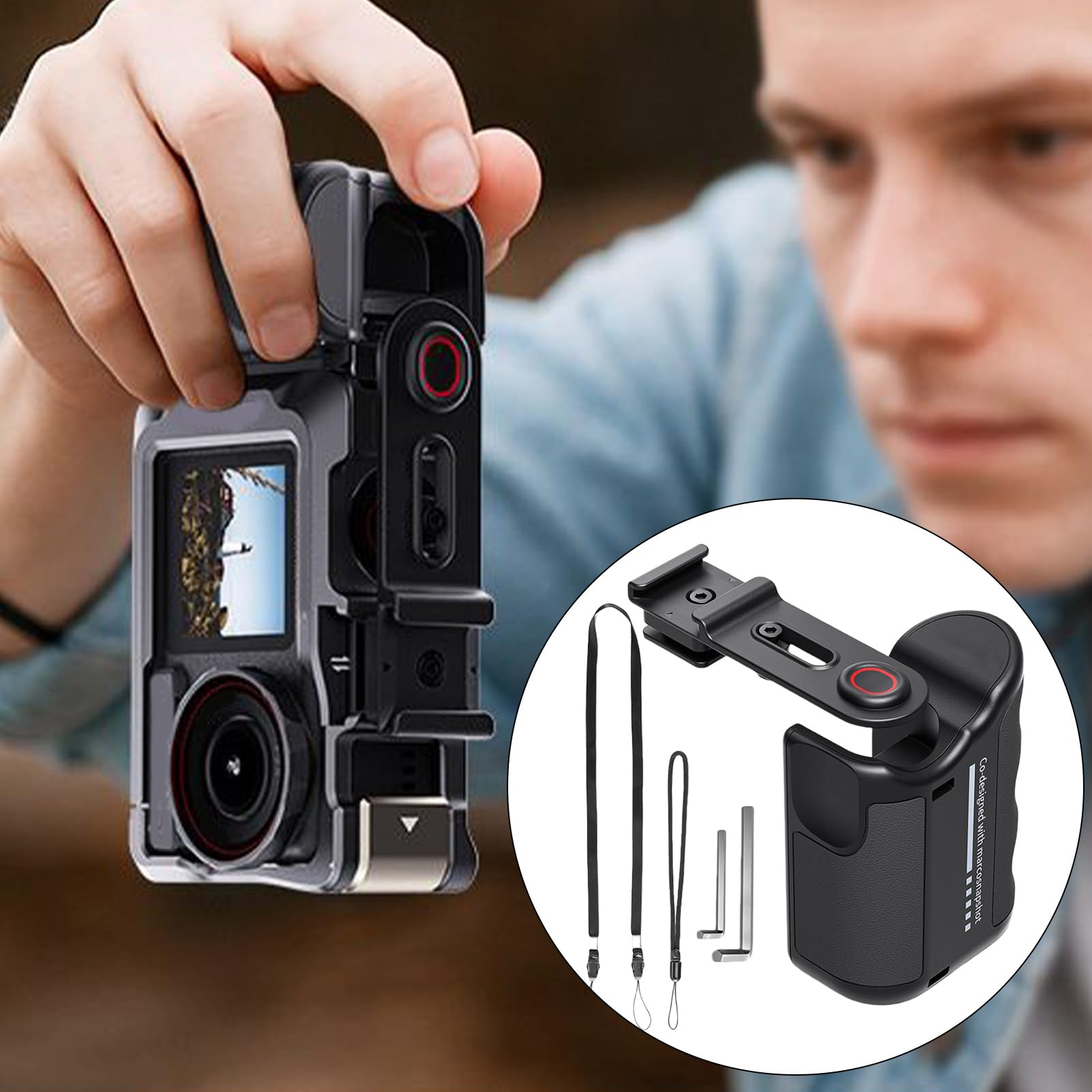 Impugnatura per gabbia fotocamera Gimbal Portatile e Supporto Digitale per | Supporto di Posizionamento Fotocamera Selfie e Vlogging da Donna e Uomo, Quotidiano Strada Outdoor