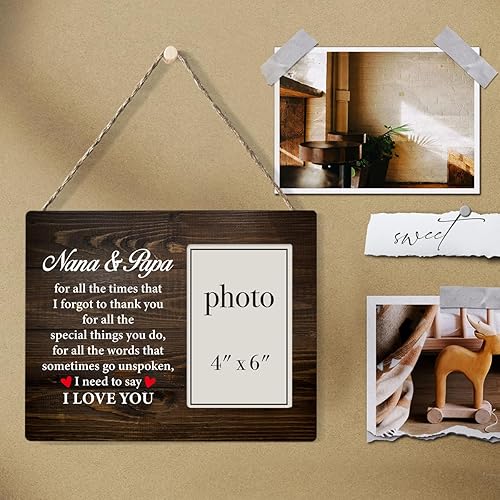 Miniatura 4 de Marco de fotos de madera rústico para abuelos de parte de nieto, nieta, abuela y papá, marco de fotos de madera rústico para abuelas y abuelos (para