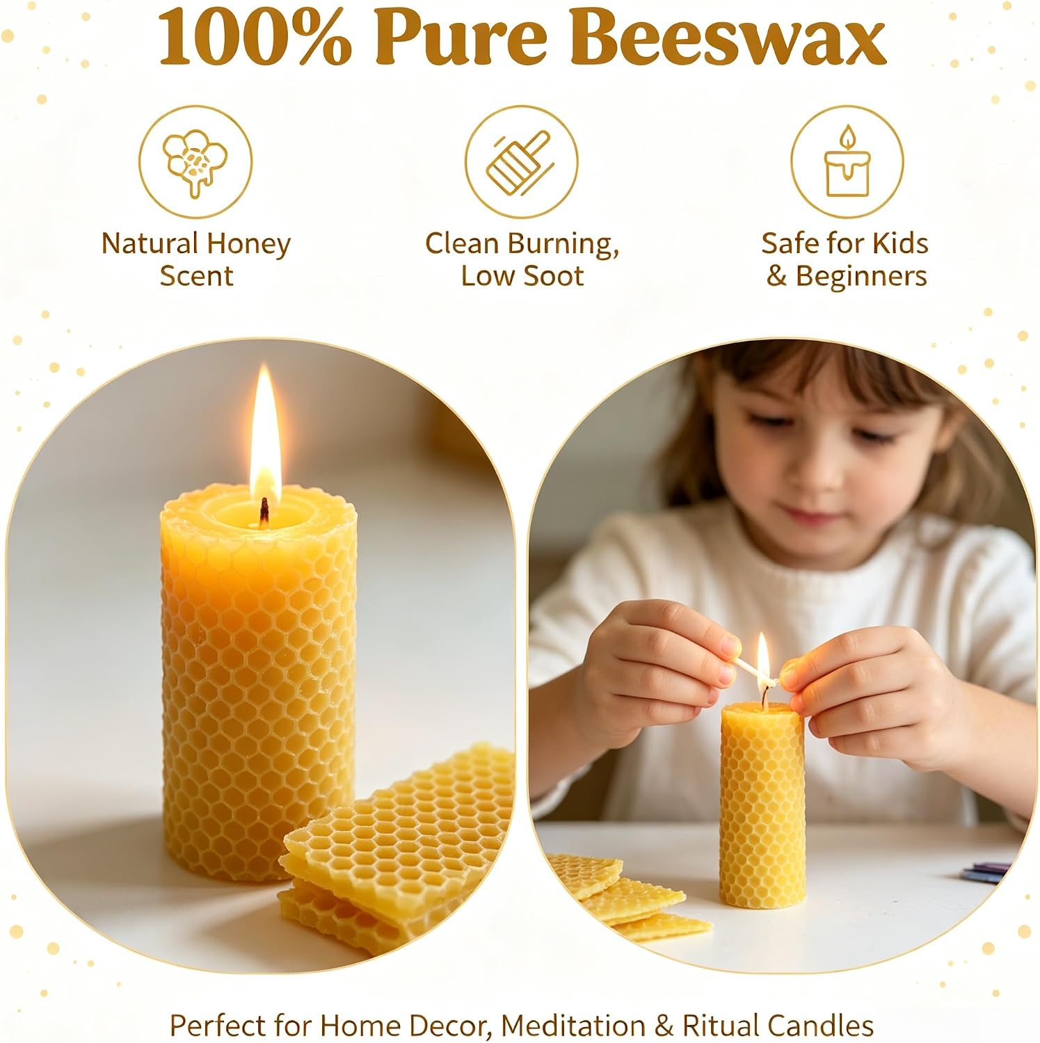 Ksefsy Beeswax Candle Making Kit for Kids, 16 Multicolor Sheets DIY Craft