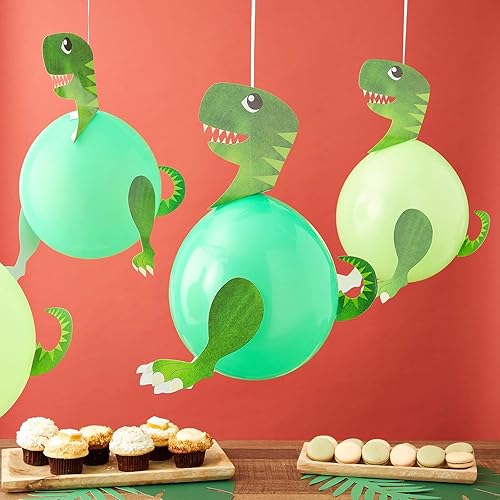 Miniatura 2 de Paquete de 36 globos de látex de dinosaurio para decoraciones de fiesta de cumpleaños, suministros de fiesta (verde, 12 pulgadas)