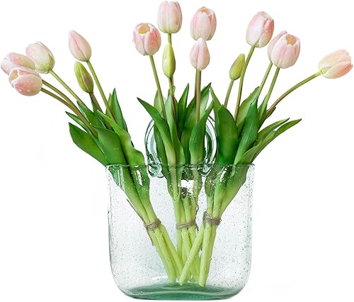 Miniatura 87 de 15 flores de tulipanes artificiales, ramo de látex de tacto real, tulipanes falsos para oficina, boda, fiesta, hogar, cocina, jardín