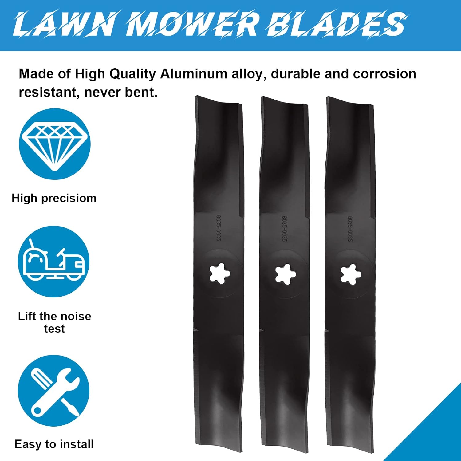 Lawn Mower Deck Blades for 48" Cut Deck AYP Husqvarna 532173921 173921 532180055 954633781 3 Pack