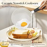 Vista 4 de 25-PC Pots and Pans Set Non Stick Ceramic Cookware Set, Healthy Non Toxic Kitchen Cookware Sets with Large Capacity, Induction Compatible