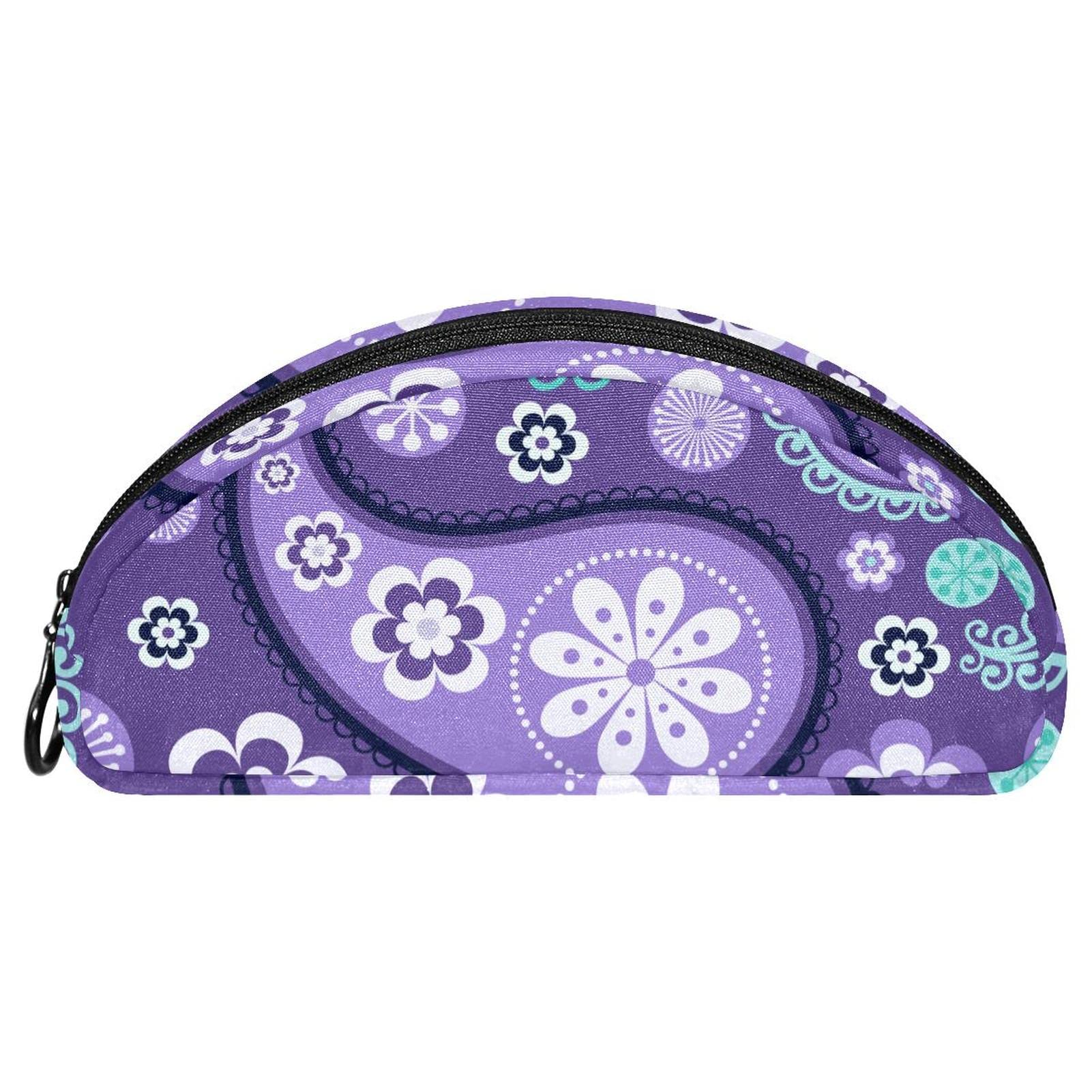 Pencil Box Purple Paisley Makeup Cosmetic Bag Travel Organizer for Accessories