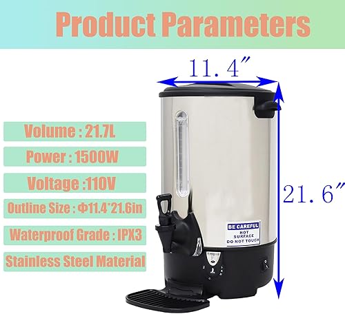 Miniatura 10 de HQHAOTWU 12.9L Hervidor de agua caliente Dispensador de hervir agua Oficina comercial Barril de agua caliente Caldera de agua de acero inoxidable