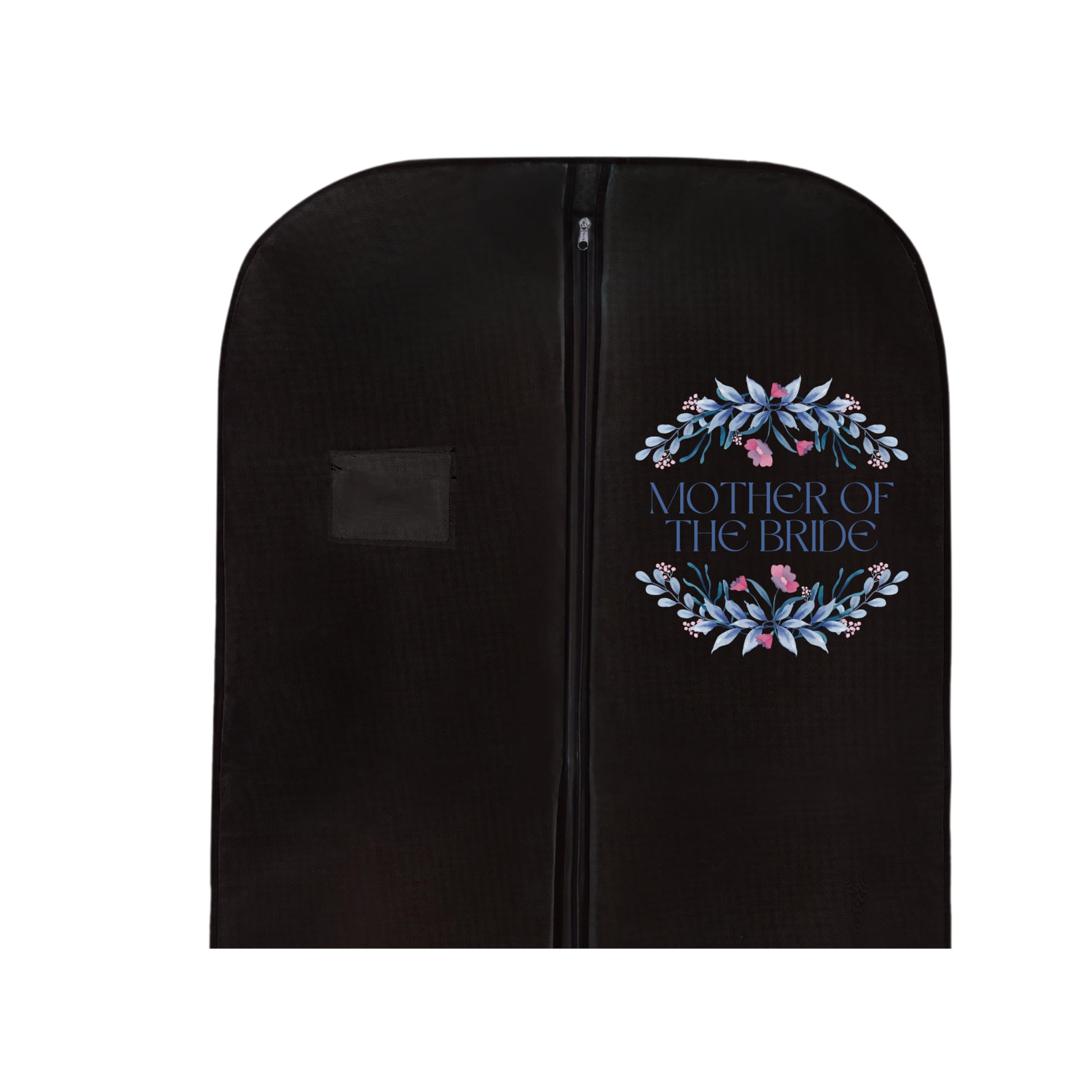 Bridal Gown Garment Bag - Printed Wedding Dress Bag | Long Dress Covers for Bride & Bridesmaids | Breathable Clothes Bag for Storage & Travel (Mother of The Bride's Logo On Black Bag)
