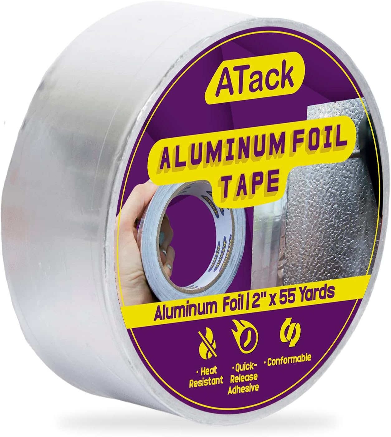 ATack Aluminum Foil Reflective Duct Tape, 3.6 mil, 2 Inches