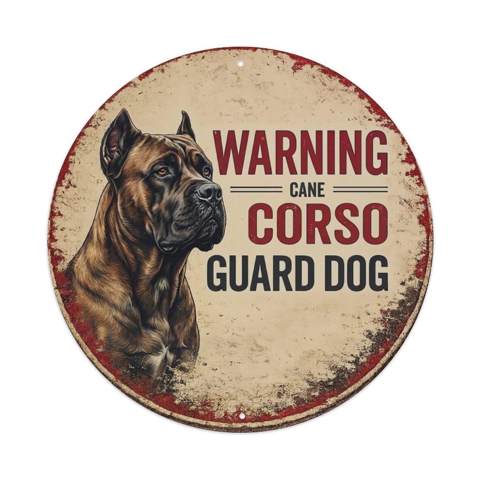 Metal Tin Sign Vintage Warning Cane Corso