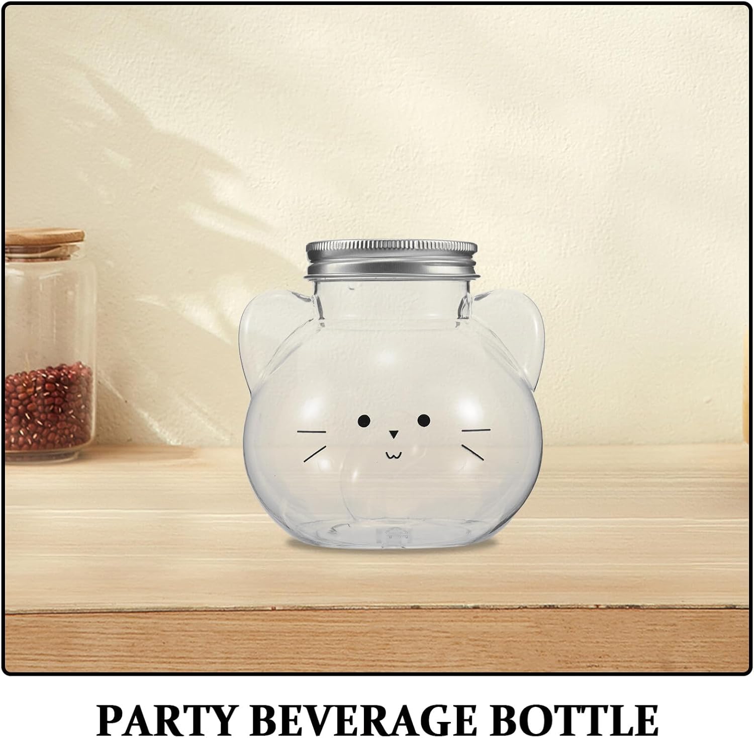 ARTIBETTER 12pcs 350ml Refillable Cat Shaped Beverage Bottles with Lid, Empty Juice and Milk Tea Bottles for Party, Travel, and Outdoor Use