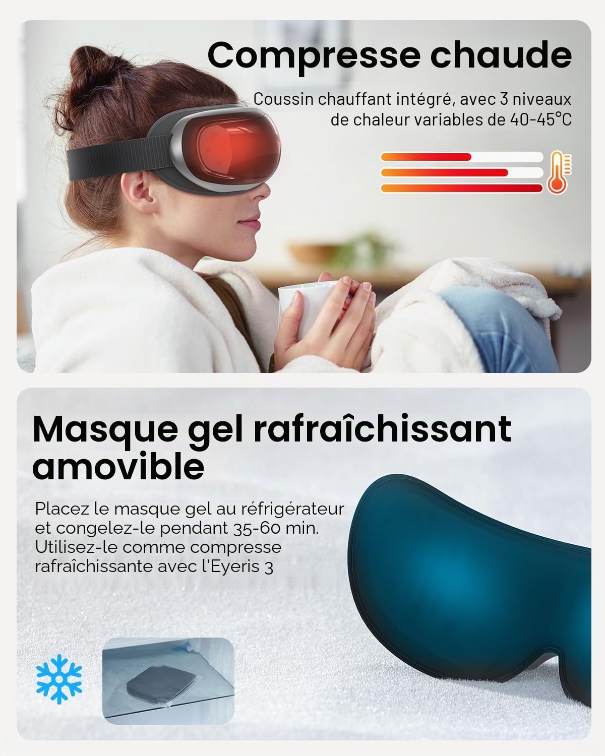 Masseur Renpho Eyeris 3 Masque oculaire Yeux et tempes Noir