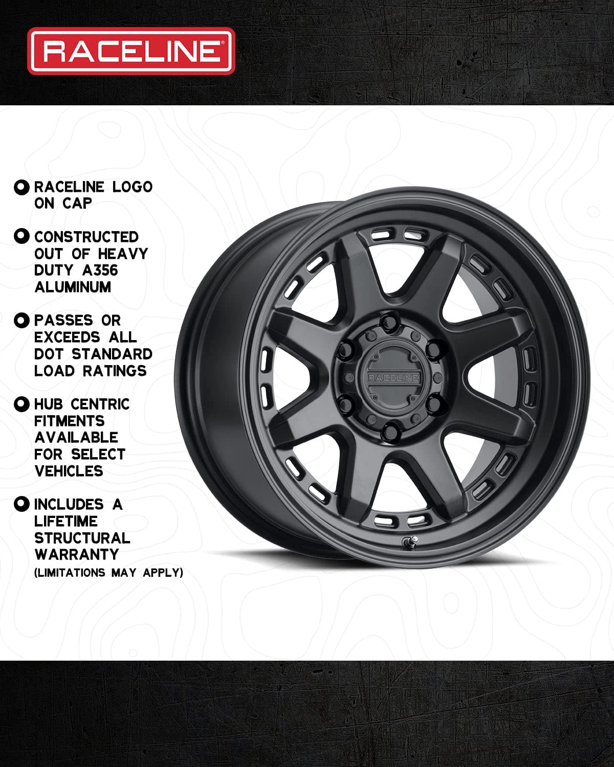 Raceline Wheels 947B SCOUT Wheel Satin Black 16X8"8X165.1 Bolt Pattern 0mm Offset/(4.5"B/S) 8 Spoke Aluminum Passenger Car Wheels, Full Size Replacement Black Car Rims